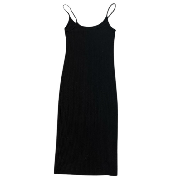 Aritzia Wilfred Free Charcoal black Knit dress Go To LBD ribbed bodycon stretch - Picture 3 of 10
